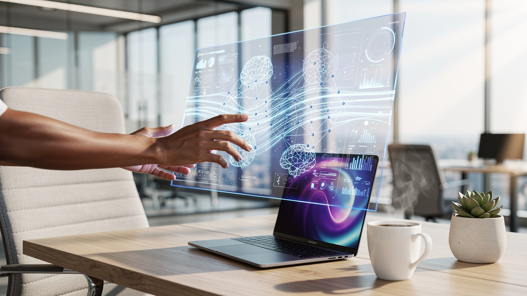 modern office with AI and human
