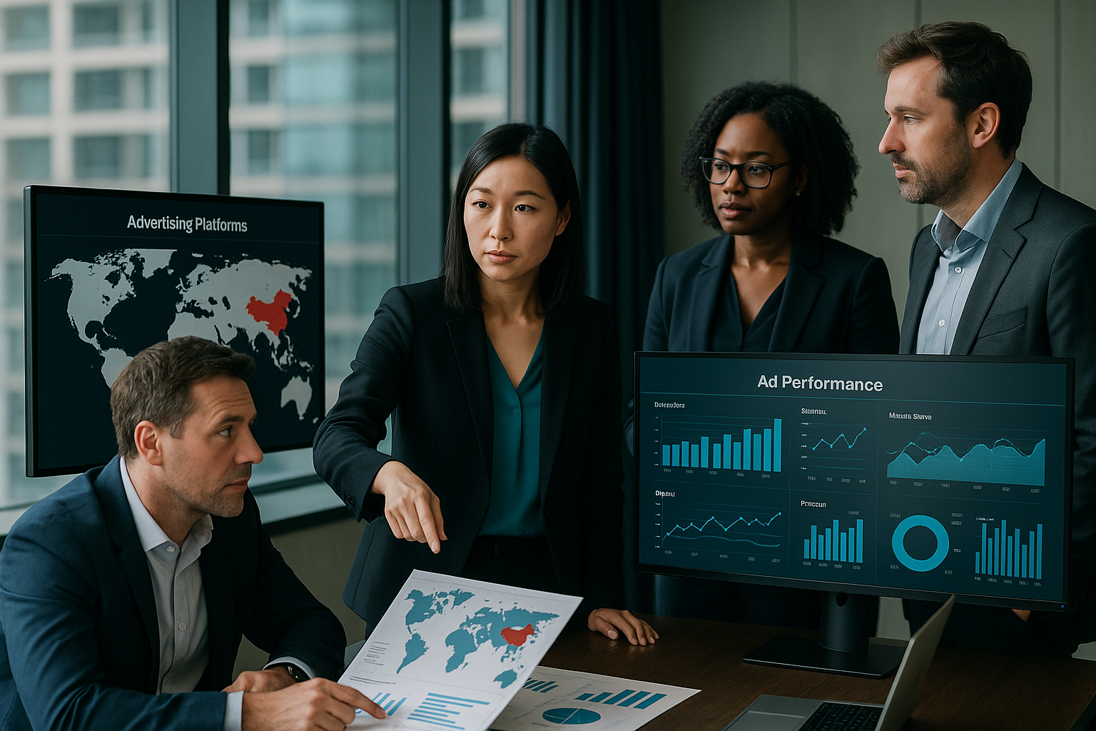 Global advertising strategists reviewing platform power and China’s role in digital advertising growth